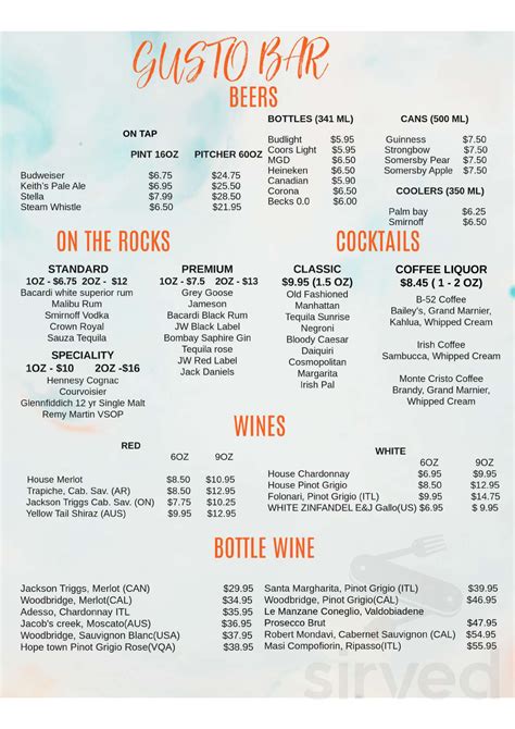 Gusto caledon menu - 15393 Airport Rd, Caledon East, ON L7C 1E6 © 2020 All rights reserved. Follow Us